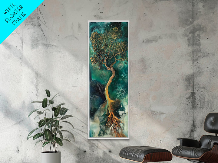 Oak tree art, mystical tree, moody art, green wall art, zen wall art, framed canvas print, nature-inspired, wabi sabi art, gift idea