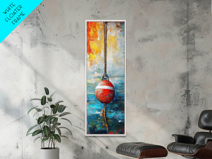 Nautical decor, rustic wall art, coastal wall art, ocean painting, maritime art, framed canvas print, tall skinny art, moody blue art