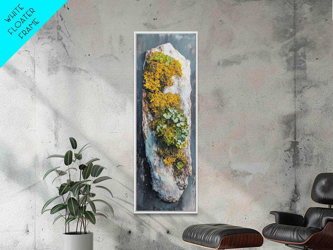 Botanical Art, Framed Canvas Print, wabi sabi art, sage green wall art, whimsical art, minimalist art, long narrow wall art, rustic decor