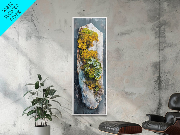 Botanical Art, Framed Canvas Print, wabi sabi art, sage green wall art, whimsical art, minimalist art, long narrow wall art, rustic decor