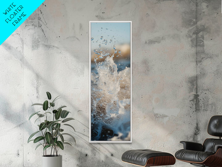 Ocean Splash, nautical wall art, seascape painting, surf wall art, blue and green wall art, coastal decor, Framed Canvas Print