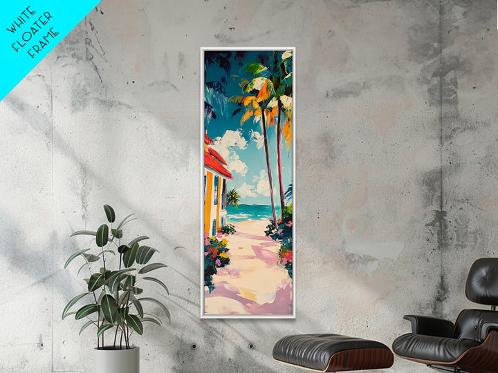 Beach Path, palm tree painting, coastal painting, nautical decor, tropical beach house art, above bed wall art, Canvas Print
