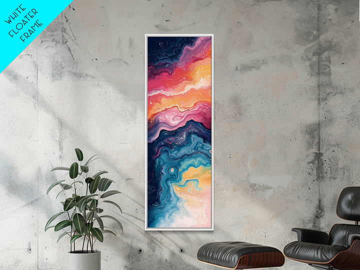 Cosmic Waves, abstract painting, sacred geometry wall art, pink orange wall art, modern home decor, Framed Canvas Print