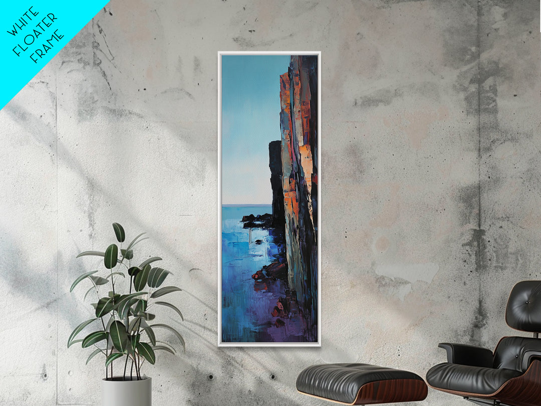 Cliffside, Ocean Horizon, Ireland Painting, Coastal Wall Art, Landscape Painting, Nautical Decor, Framed Canvas Print, Living Room Art