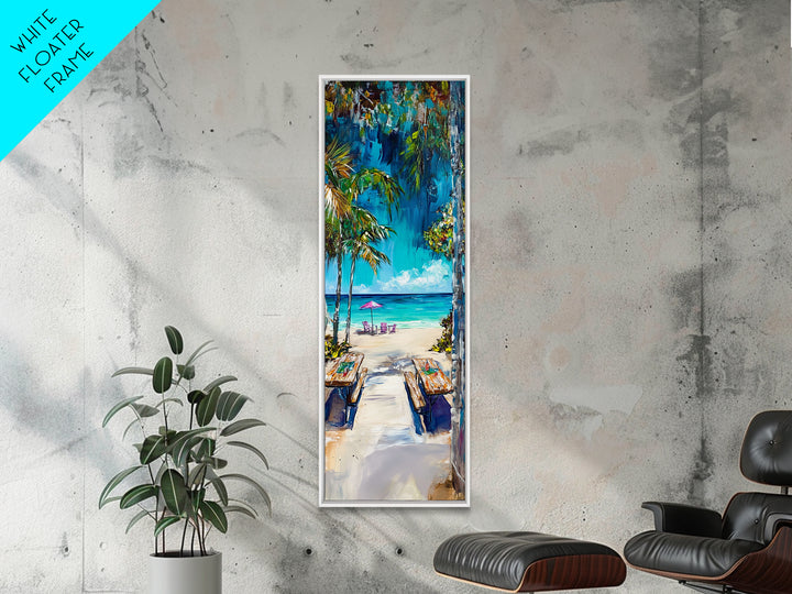 Beach Pathway, coastal wall art, tropical painting, ocean painting, palm tree painting, coastal decor, nautical painting, Canvas Print