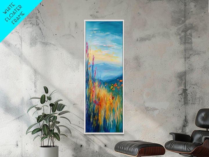 Wildflower Hills, landscape painting, California poppy art, mountain painting, scenic artwork, nature wall art, bedroom art