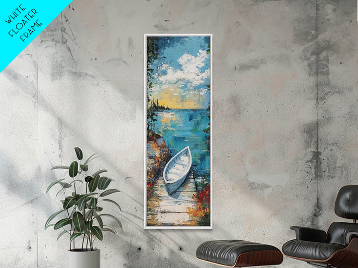 Rowboat painting, lake Tahoe art, fisherman painting, rustic wall art, nautical painting, coastal landscape art, canvas print