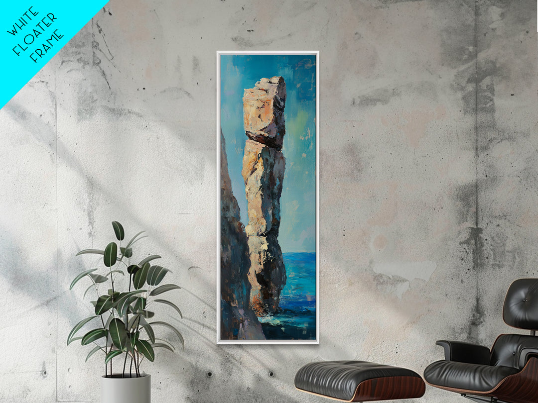 Coastal Rock, painting morro bay, nautical painting, framed canvas print, rustic decor, coastal wall art, above sofa art