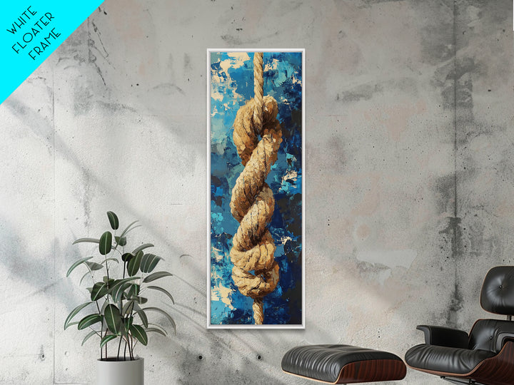 Nautical Rope, Blue Abstract, Textured Art, Framed Canvas Print, nautical decor, coastal wall art, rustic art, wabi sabi art