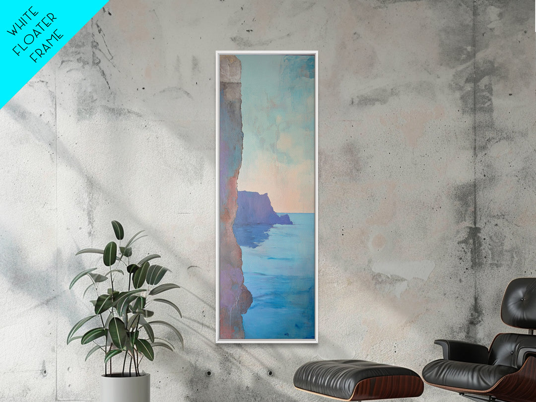 Cliffside View, Misty Horizon, Ocean Painting, Canvas Print, coastal decor, wabi sabi art, seascape painting, minimalist art