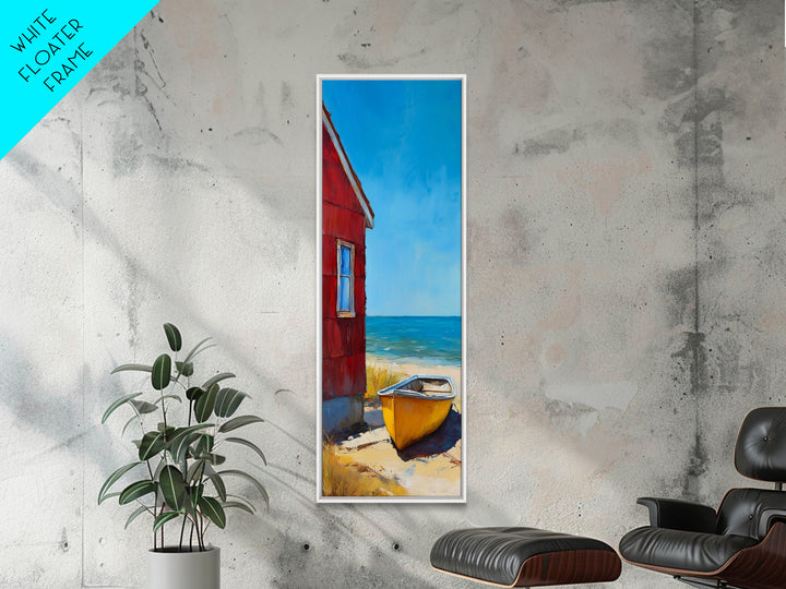 Beach house, Nantucket painting, coastal landscape art, framed canvas print, nautical decor, seascape painting, farmhouse art