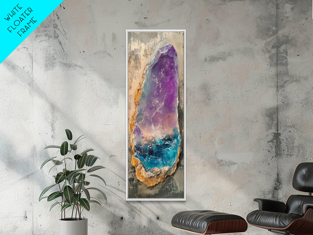Amethyst Geode, gemstone painting, sacred geometry wall art, boho art, teal wall art, wabi sabi art, Canvas Print, zen wall art