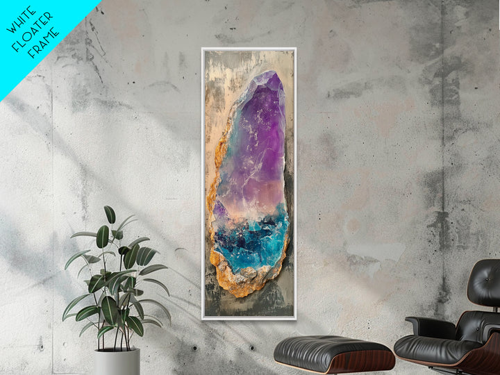 Amethyst Geode, gemstone painting, sacred geometry wall art, boho art, teal wall art, wabi sabi art, Canvas Print, zen wall art