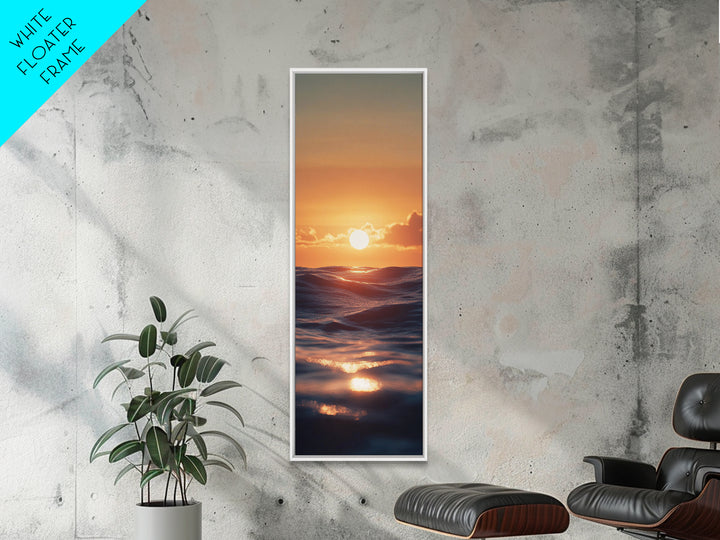 Ocean Sunset, Coastal Painting, Seascape Art, Canvas Print, Nautical Decor, Vertical Wall Art, Beach House Art