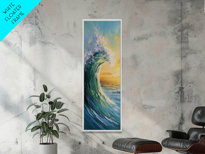 Ocean Wave, Seascape Painting, Framed Canvas Print, Coastal Landscape Art, Nautical Decor, Blue and Green Wall Art