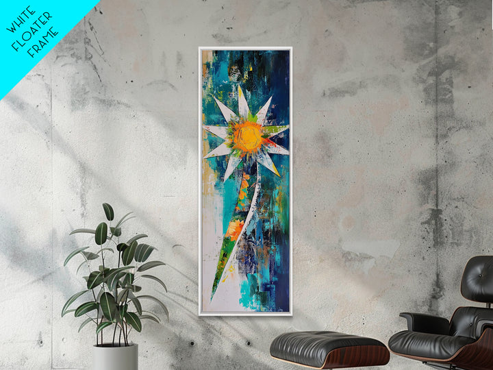 Abstract Star, Agave Painting, Mosaic Wall Art, Sacred Geometry Wall Art, Modern Botanical Prints, Canvas Print, Tall Narrow Art