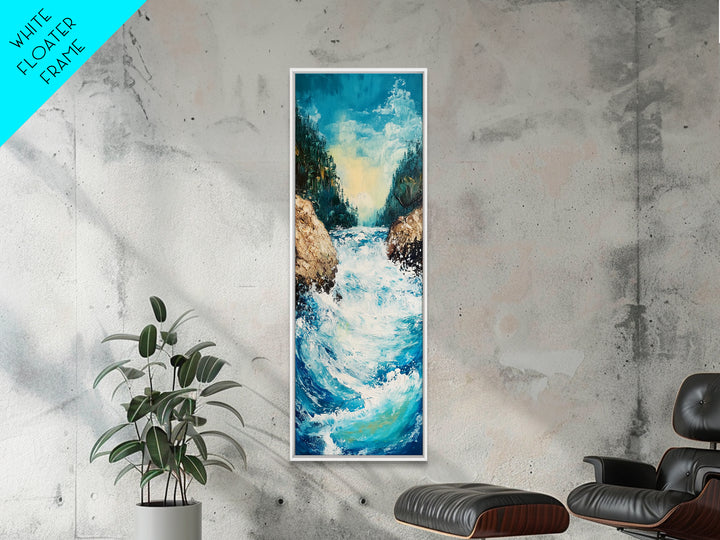 River Rapids, Mountain Painting, Smoky Mountain Art, Above Bed Wall Art, Vertical Wall Art, Blue and Green Wall Art