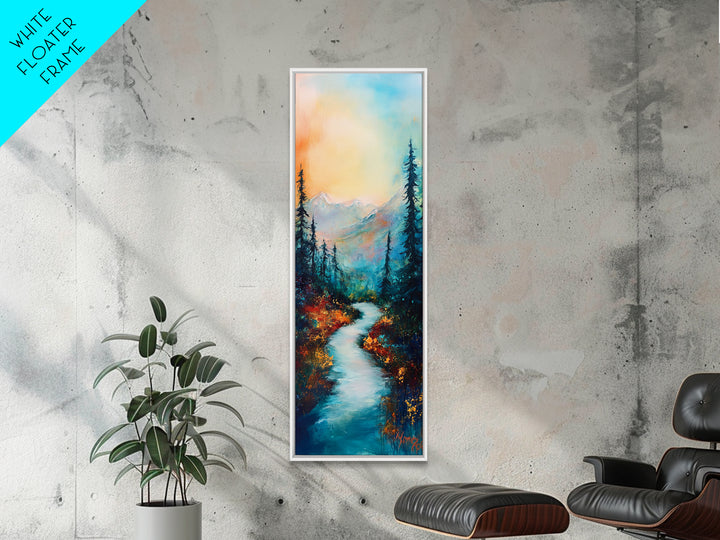 Autumn River, mountain painting, pine tree art, framed canvas print, landscape painting, rustic wall art, above couch art, fall decor