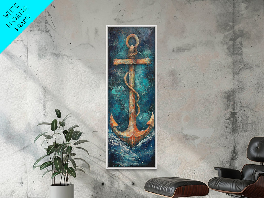 Anchor, Nautical Decor, Framed Canvas Print, nautical wall art, coastal decor, maritime art, rustic wall art, beach house decor, gift idea