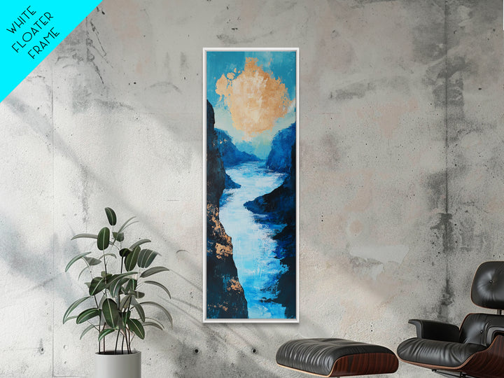 River, Canyon, Canvas Print, blue and green wall art, landscape painting, horizon painting gray white, nature art, above couch art, gift idea