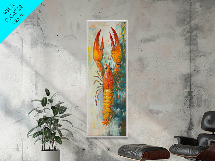 Crayfish Painting, Nautical Decor, Coastal Kitchen Art, Framed Canvas Print, Rustic Art, Seafood Wall Art, Original Painting