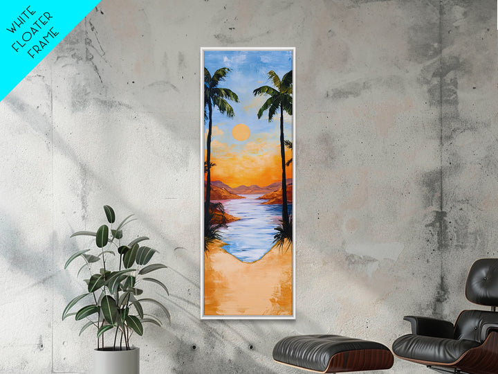 Tropical Sunset, palm tree painting, coastal decor, Hawaii art, nautical painting, framed canvas print,  coastal landscape art