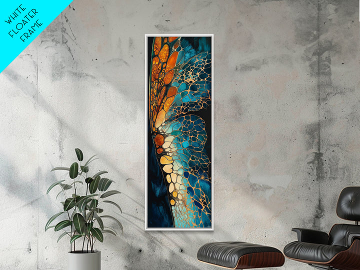 Butterfly wing, mosaic wall art, teal wall art, gemstone painting, sacred geometry wall art, framed canvas print, boho art