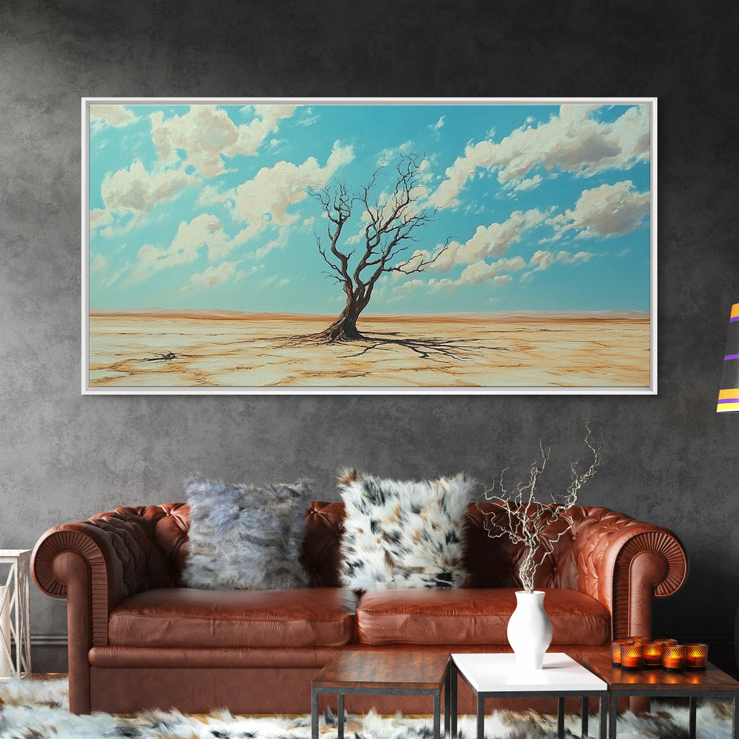 Desert Tree, Ozymandias Art, Joshua Tree Art, Southwest Wall Art, Blue and Green Wall Art, Gift Idea for Him, Framed Canvas Print, Rustic Art