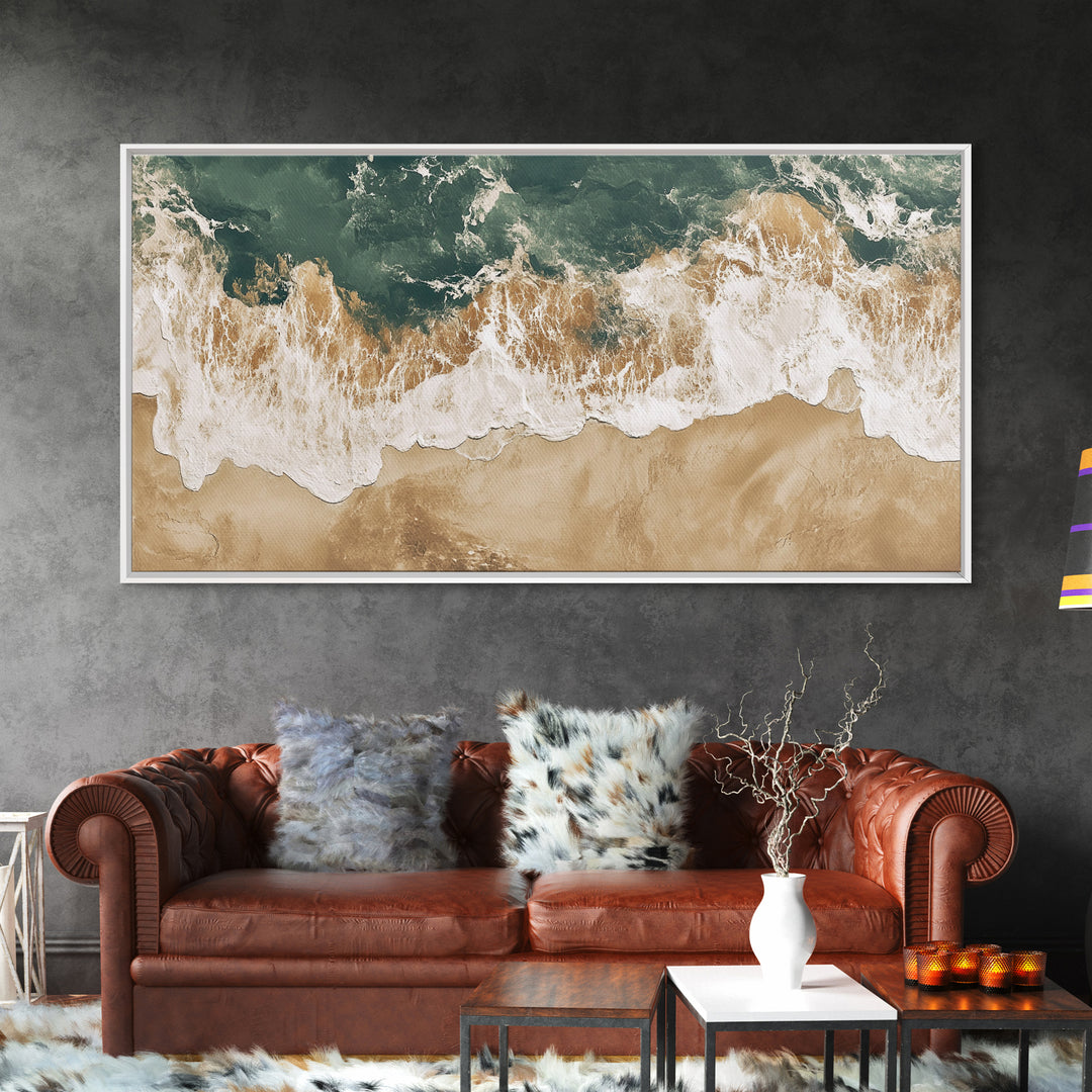 Ocean Wave Print, Nautical Wall Art, Beach House Art, Framed Canvas Print, Horizontal Wall Art, Living Room Art, Surf Wall Art
