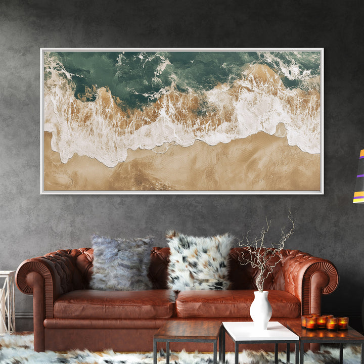 Ocean Wave Print, Nautical Wall Art, Beach House Art, Framed Canvas Print, Horizontal Wall Art, Living Room Art, Surf Wall Art