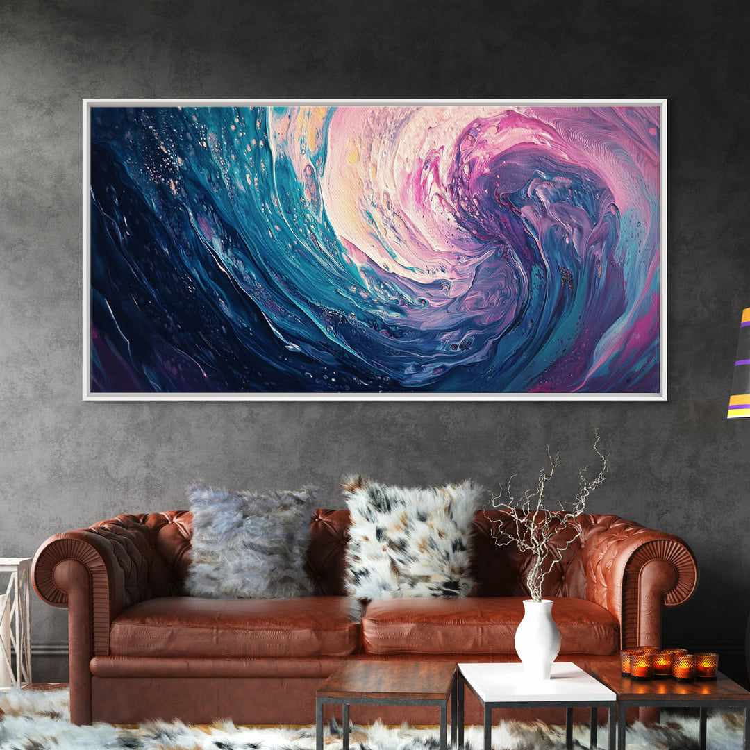 Abstract Wave, Ocean Swirl, Panoramic Art, Canvas Print, Coastal Decor, Teal Wall Art, Nautical Wall Art, Whimsical Art, Surf Wall Art