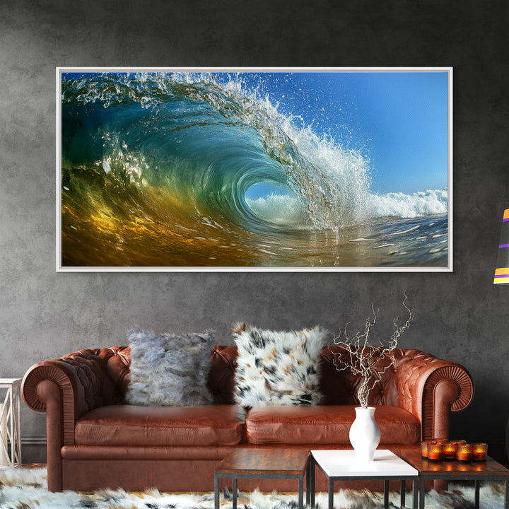 Barrel Wave, Surfing Photography, Panoramic Art, Canvas Print, Coastal Decor, Nautical Painting, Beach Wall Art, Surf Wall Art