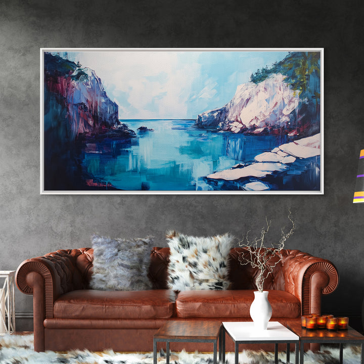Ocean Cliffs, Seascape Painting, Nautical Decor, Coastal Landscape Art, Above Couch Art, Bedroom Art, Canvas Print, Gift Idea