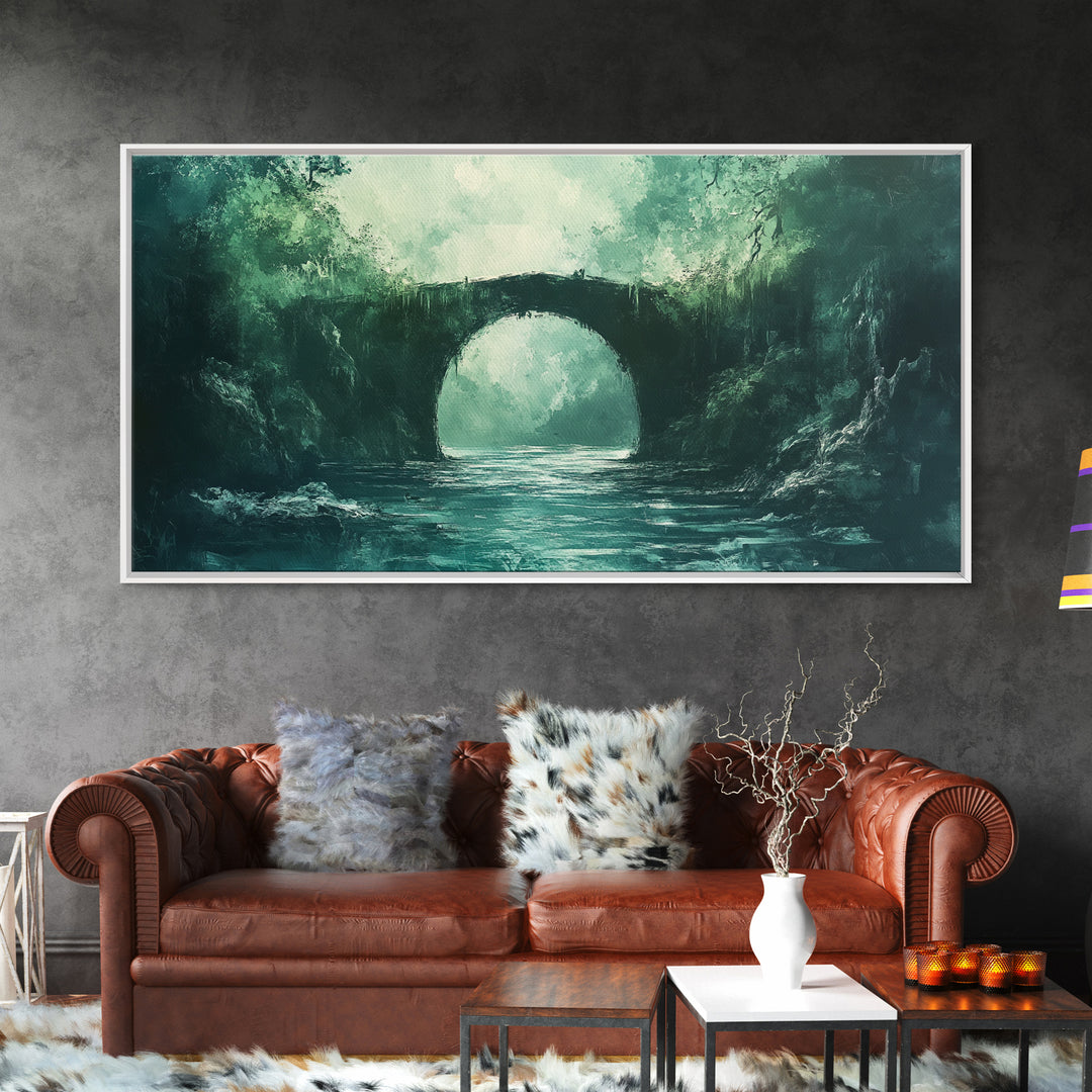 Dark Forest, Fantasy Art, Moody Art, Wabi Sabi Art, Extra Wide Art, Landscape Painting, Framed Canvas Print, Above Bed Wall Art