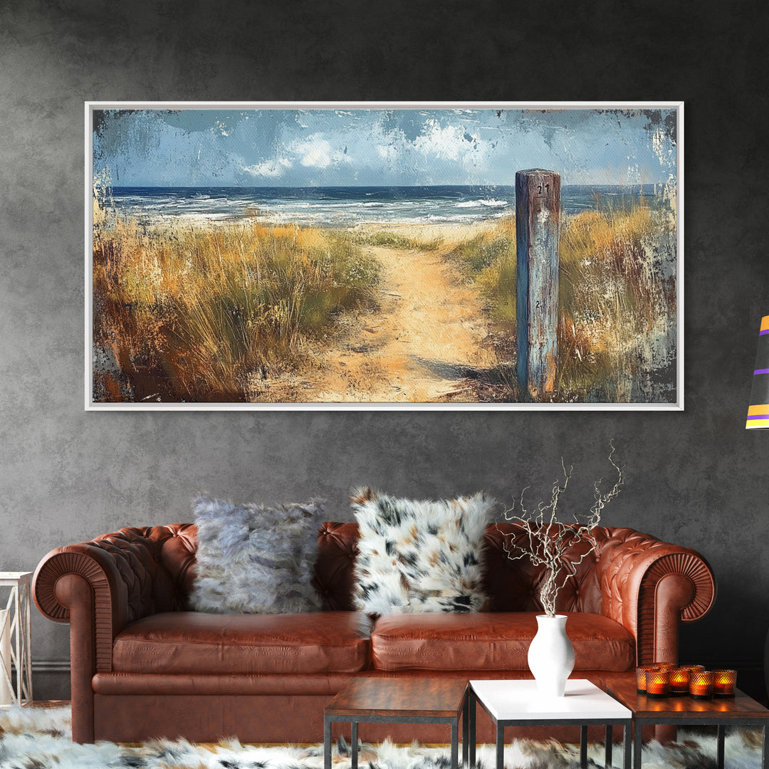 Coastal Pathway, coastal landscape art, nautical decor, seascape painting, coastal painting, beach house decor, Canvas Print