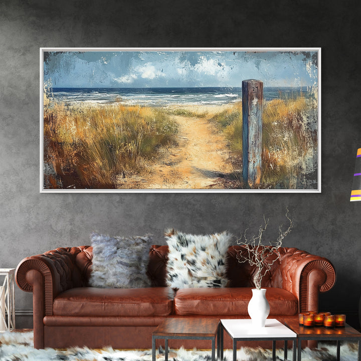 Coastal Pathway, coastal landscape art, nautical decor, seascape painting, coastal painting, beach house decor, Canvas Print