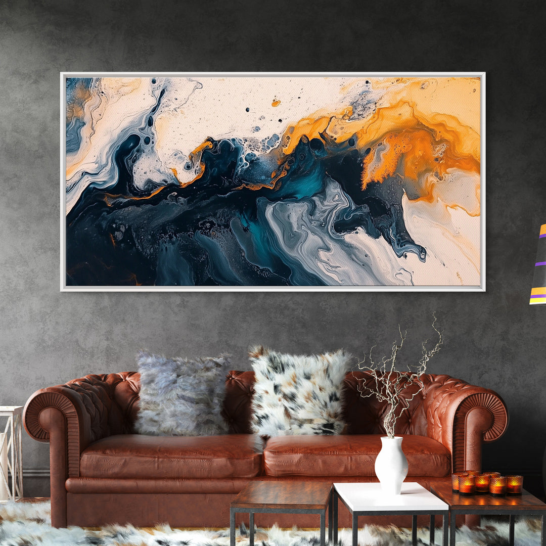 Abstract Ocean, Framed Canvas Print, coastal wall art, wabi sabi wall art, extra wide painting, contemporary abstract