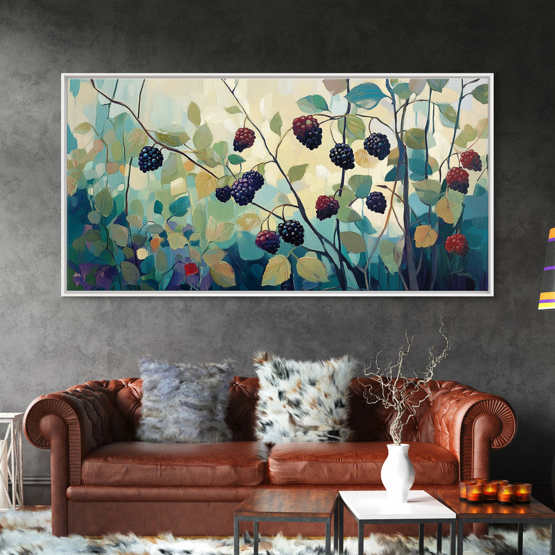 Blackberry, summer berries, Canvas Print, botanical prints, fruit of the spirit wall art, wildflower painting, kitchen art