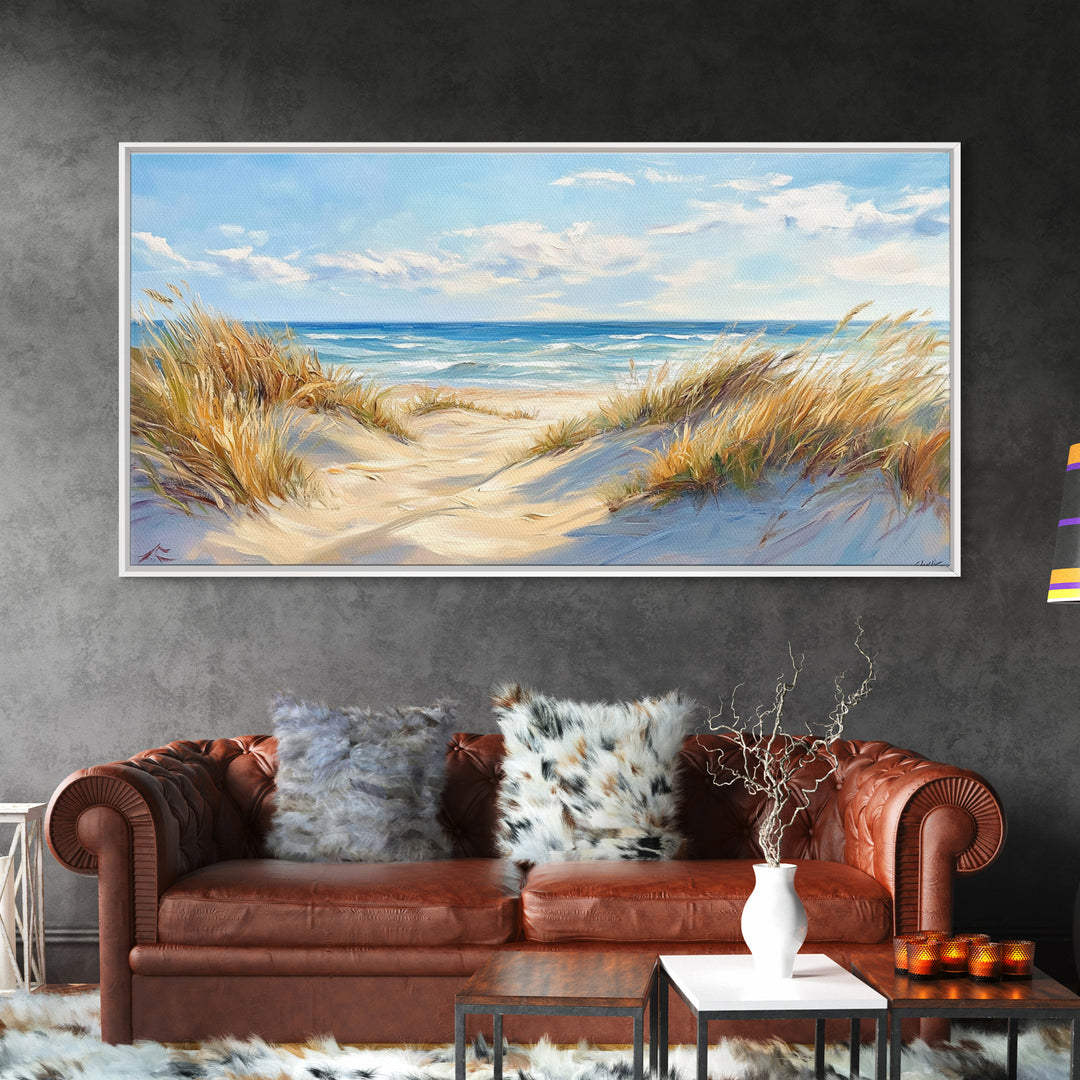 Beach Dunes, Coastal Painting, Nautical Wall Art, Canvas Print, Seascape Painting, Coastal Decor, Above Bed Wall Art, Farmhouse Art