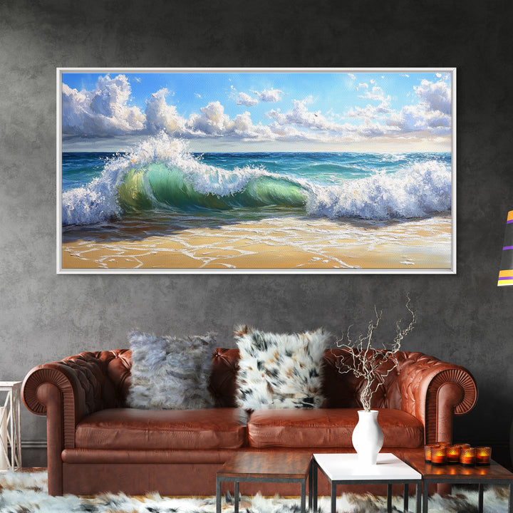 Beach Wave Painting, Coastal Landscape Art, Ocean Wall Art, Surf Wall Art, Nautical Decor, Seascape Art, Horizontal Wall Art, Canvas Print