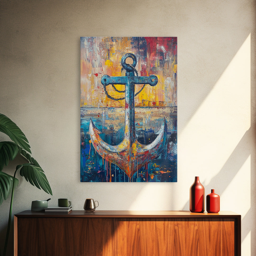 Nautical Anchor, Coastal Wall Art, Rustic Ocean Painting, Nautical Decor, Coastal Cowgirl Wall Art, Canvas Print, Gift Idea