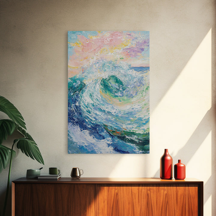 Ocean Wave Painting, Surf Wall Art, Coastal Cowgirl Wall Art, Seascape Painting, Canvas Print, Nautical Decor, Beach House Art