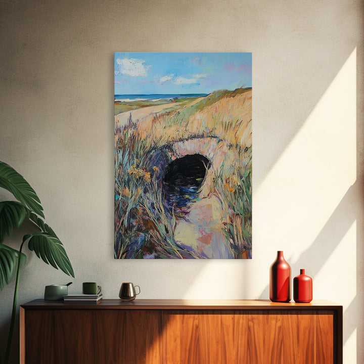 Coastal Landscape, Ireland painting, countryside decor, farmhouse art, blue and green wall art, framed canvas print, landscape painting