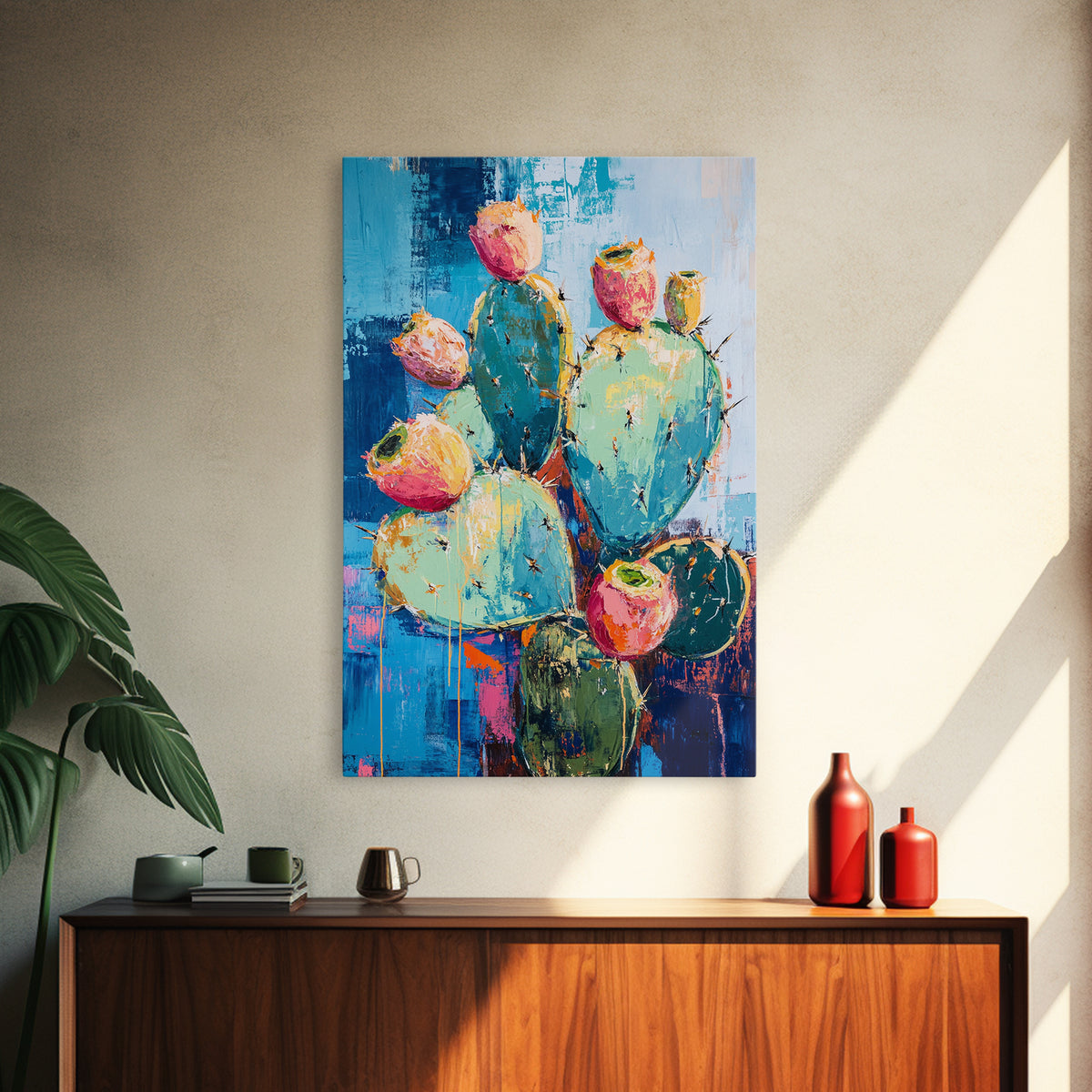 Agave Painting, southwest wall art, boho art, desert landscape, cactus painting, rustic decor, framed canvas print, bold home decor