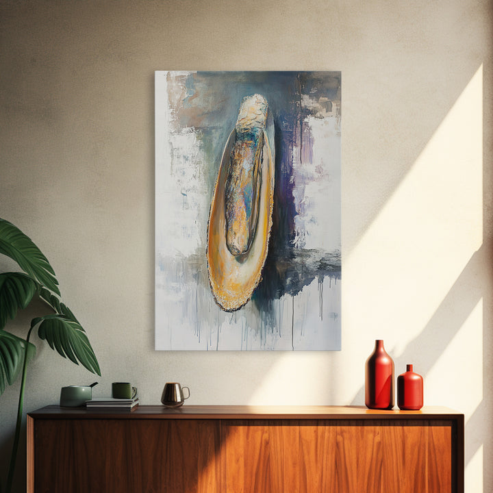 Abstract Oyster, oyster painting, oyster shell painting, coastal wall art, wabi sabi art, neutral wall art, canvas print, home decor