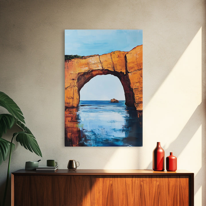 Ocean Arch, coastal painting, seascape painting, nautical decor, beach house art, extra wide art, framed canvas print, wall decor
