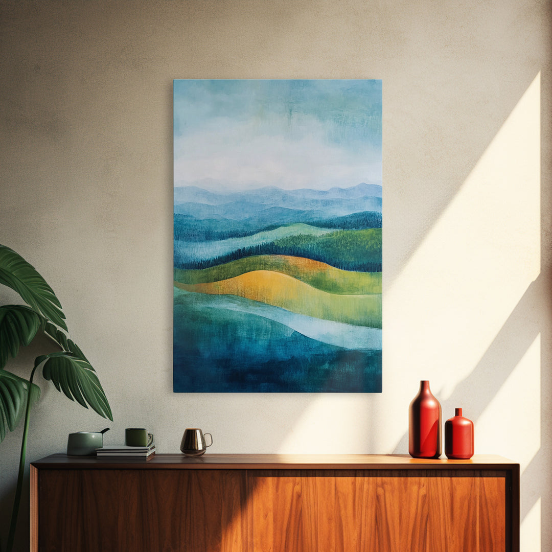 Rolling Hills, Mountain Painting, Canvas Print, Landscape Art, Southwest Wall Art, Rustic Decor, Minimalist Art, Gift Idea