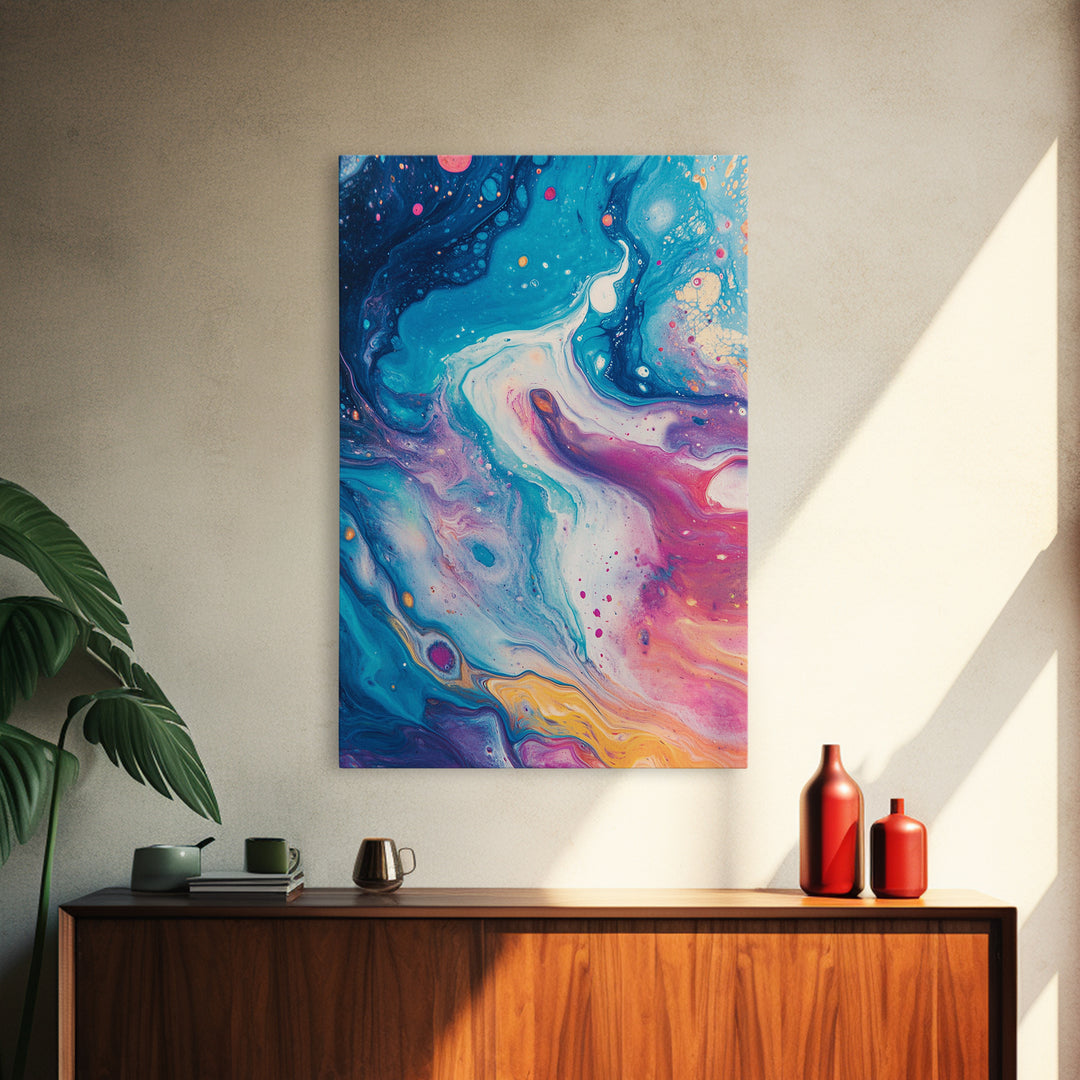 Cosmic Swirl Art, Space Wall Decor, Abstract Galaxy Art, Moody Blue Art, Science Art, Canvas Print, Bedroom Wall Decor, Gift Idea