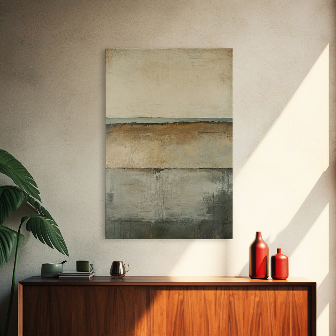 Neutral Abstract Framed Canvas Print Modern Minimalist Wall Art, Earth Tone Painting, Contemporary Office Art, Scandinavian Home Decor