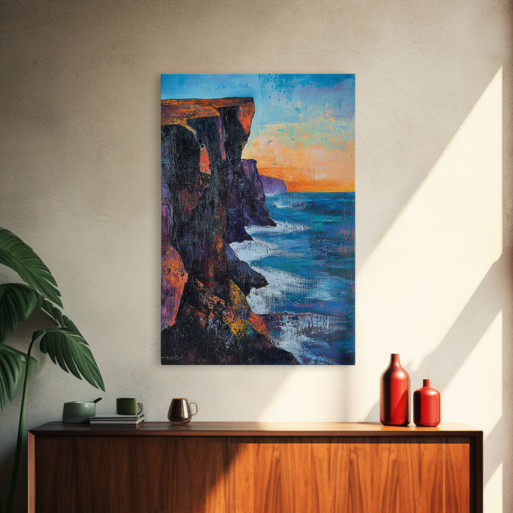 Cliffs of Moher, Ireland Painting, Coastal Landscape Art, Seascape Painting, Nautical Wall Art, Canvas Print, Gift Idea